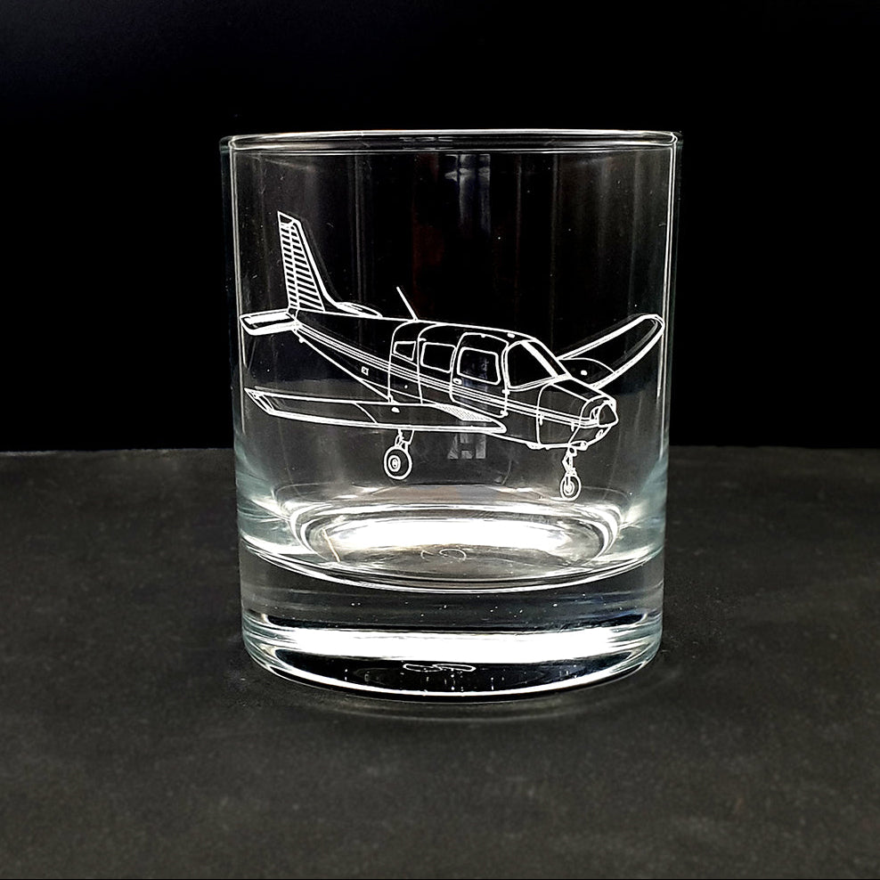 Piper PA28 Warrior aircraft engraved on a classic glass tumbler