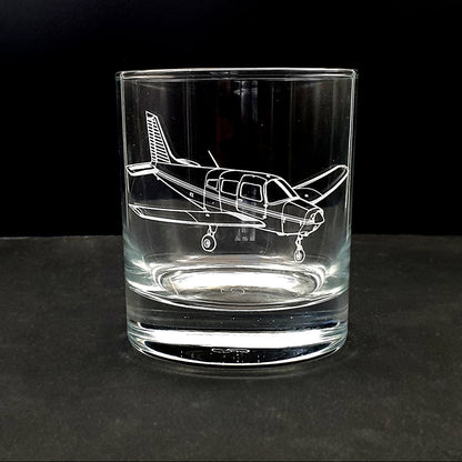 Piper PA28 Warrior aircraft engraved on a classic glass tumbler