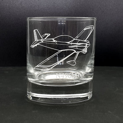 Personalised glass drinks tumbler engraved with our RV Vans aircraft artwork.
