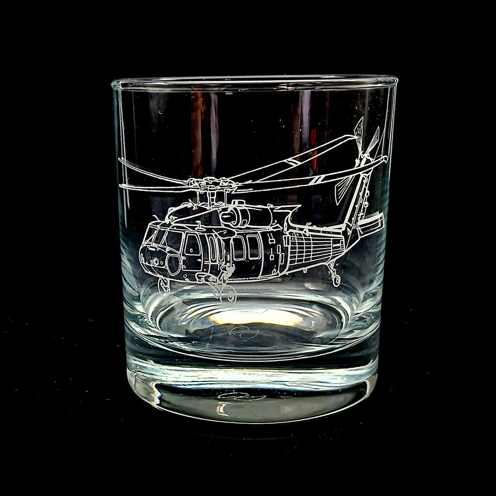 Classic Glass Tumbler with our UH60 Blackhawk artwork engraved
