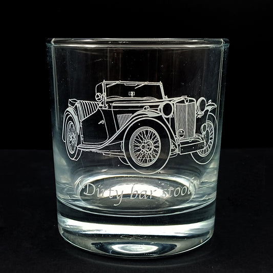Vintage MG TC 1946 Car engraved on a plain tumbler glass