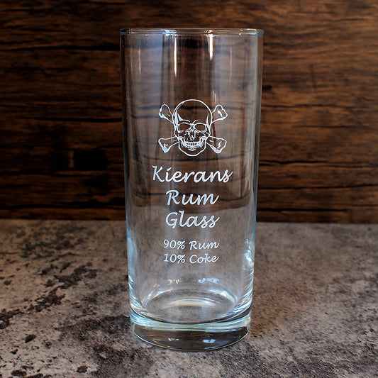 Personalised Hiball tumbler glass with our Skull and crossbones design.