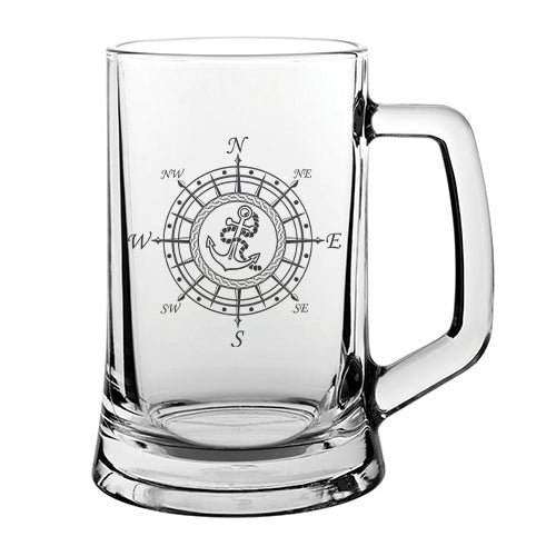 Anchor Compass glass tankard – digital engraving mockup / engraving preview