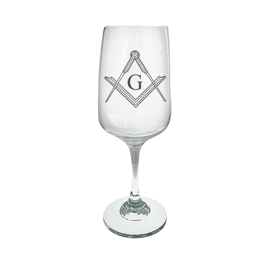Masonic Compass & Set Square with G Wine Glass Selection | Giftware Engraved