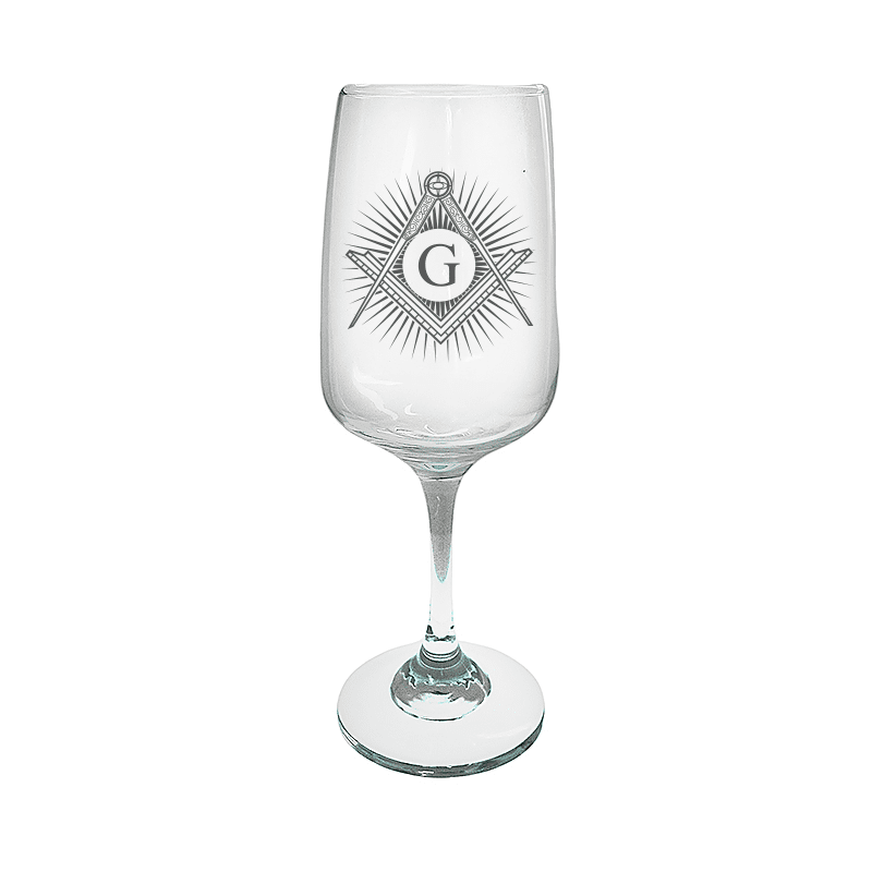 Masonic Compass & Set Square with Starburst Wine Glass Selection | Giftware Engraved