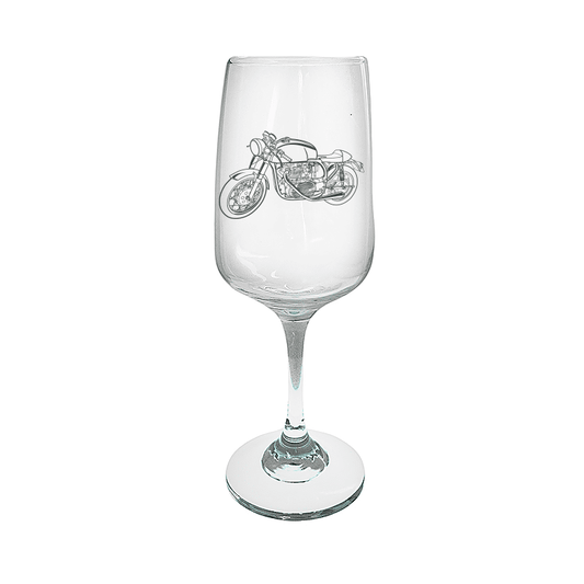 Café Racer Bike Motorcycle Wine Glass | Giftware Engraved