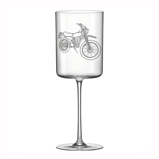 YAM DT125 Motorcycle Wine Glass | Giftware Engraved