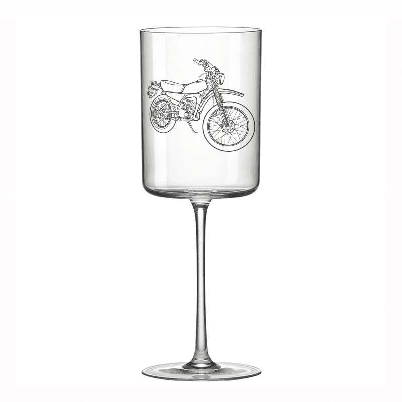 YAM DT125 Motorcycle Wine Glass | Giftware Engraved