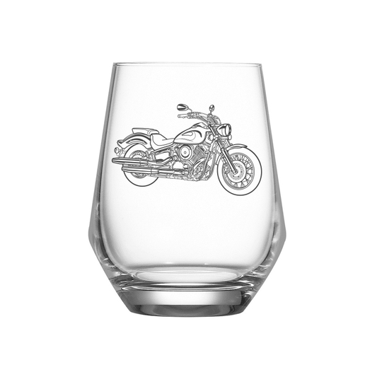 YAM V-Star 1100 Dragstar Motorcycle Wine Glass Selection | Giftware Engraved
