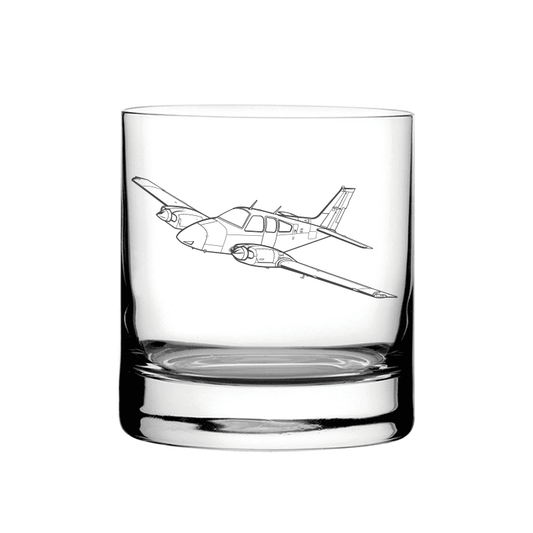 Illustration of Beechcraft Baron Aircraft Tumbler Glass | Giftware Engraved