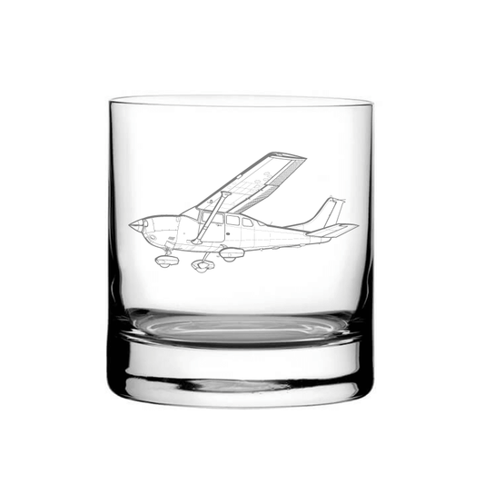 Illustration of Cessna 206 Aircraft Tumbler Glass | Giftware Engraved