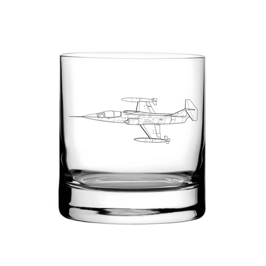 Illustration of Lockheed F104 Starfighter Aircraft Tumbler Glass | Giftware Engraved