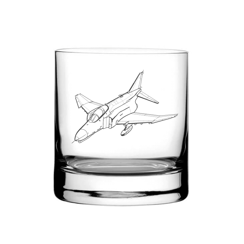 Illustration of McDonnell Douglas F4 Phantom Aircraft Tumbler Glass | Giftware Engraved