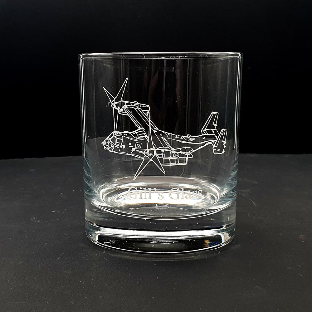 V22 Osprey Aircraft Tumbler Glass | Giftware Engraved