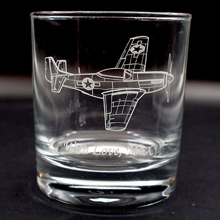 P51 Mustang Aircraft Tumbler Glass | Giftware Engraved