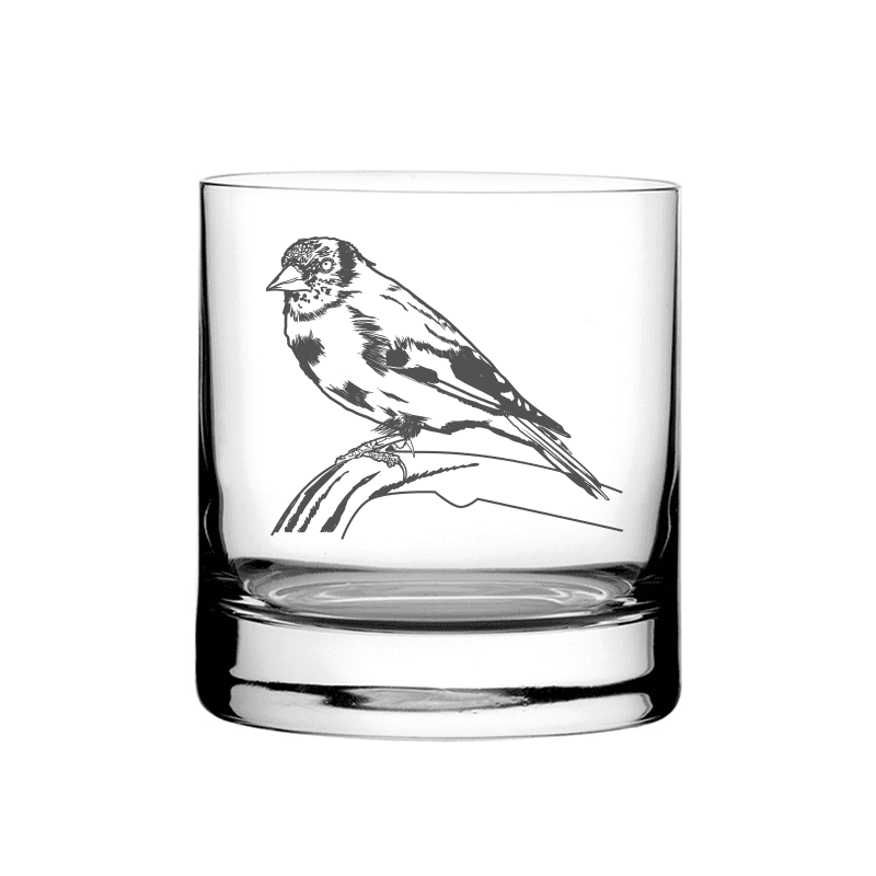 Illustration of Gold Fitch Bird  Tumbler Glass | Giftware Engraved
