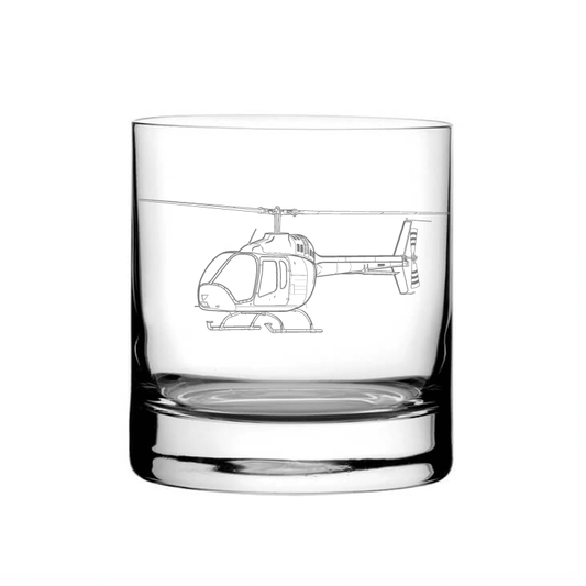 Illustration of Bell 505 Jet Ranger X Helicopter Tumbler Glass | Giftware Engraved