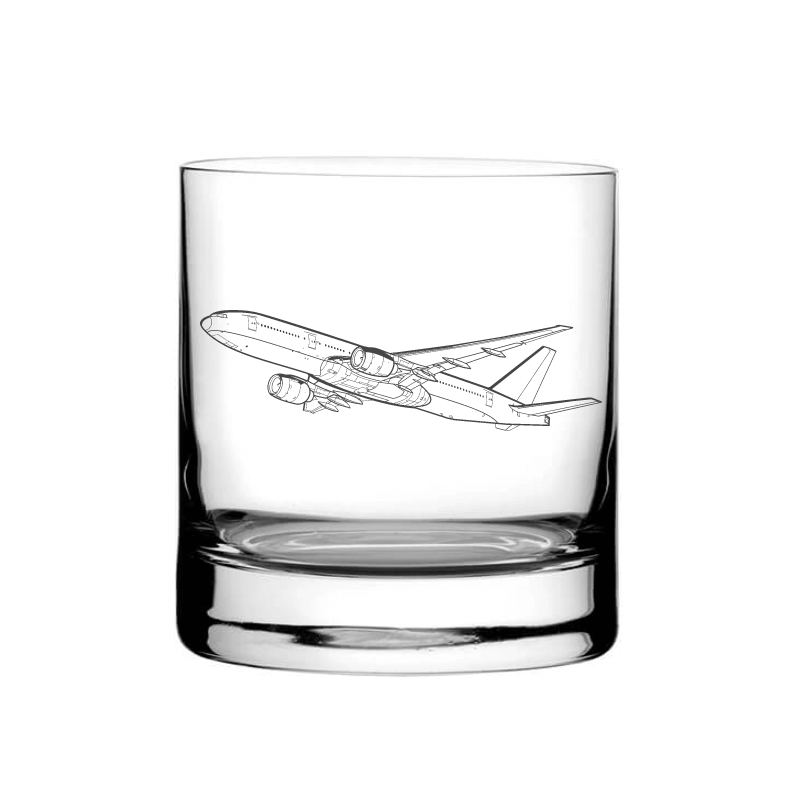 Illustration of Boeing 777 Aircraft Tumbler Glass | Giftware Engraved