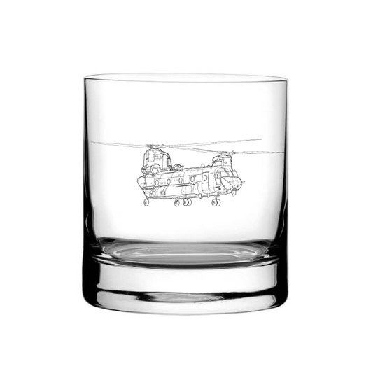 Illustration of Chinook Helicopter Tumbler Glass | Giftware Engraved