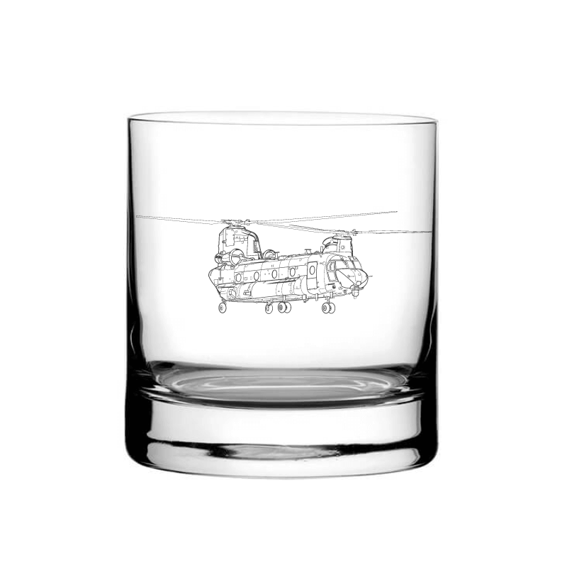 Illustration of Chinook Helicopter Tumbler Glass | Giftware Engraved