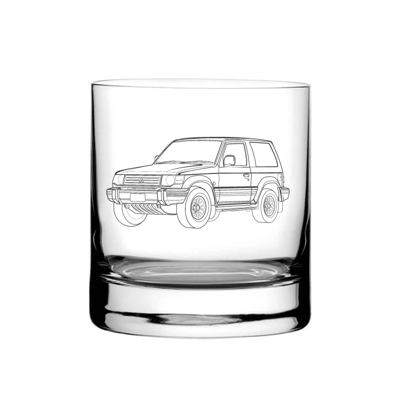 Illustration of Mitibishi Pajero Shogun Jeep Tumbler Glass | Giftware Engraved