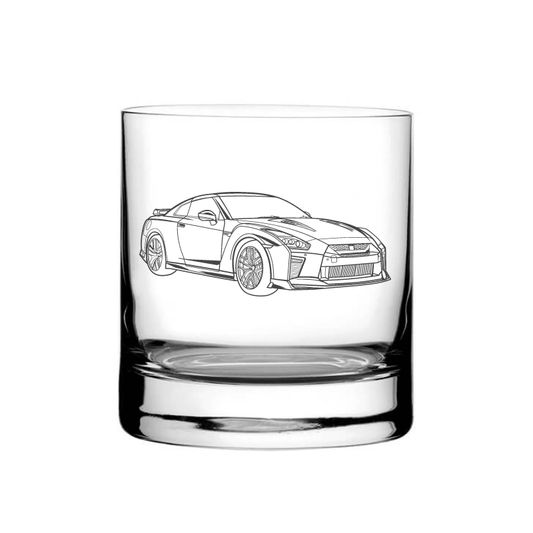 Illustration of Nissan GTR Tumbler Glass | Giftware Engraved