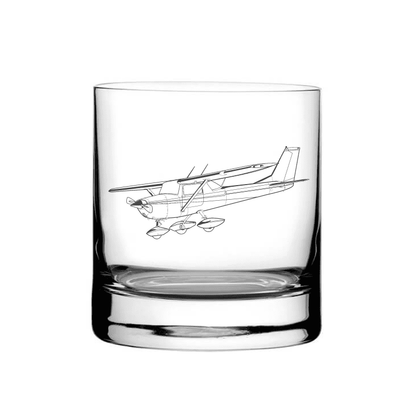 Illustration of Cessna 152 Aircraft  Engraved on Tumbler Whisky Glass | Giftware Engraved
