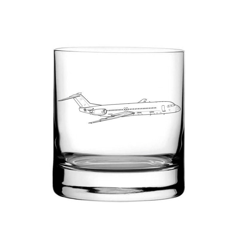 Illustration of Fokker 100 Aircraft Tumbler Glass | Giftware Engraved