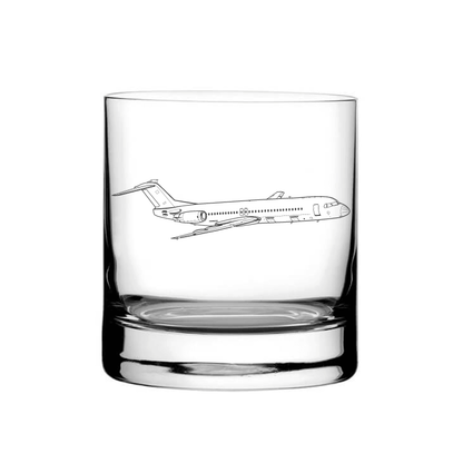 Illustration of Fokker 100 Aircraft Tumbler Glass | Giftware Engraved