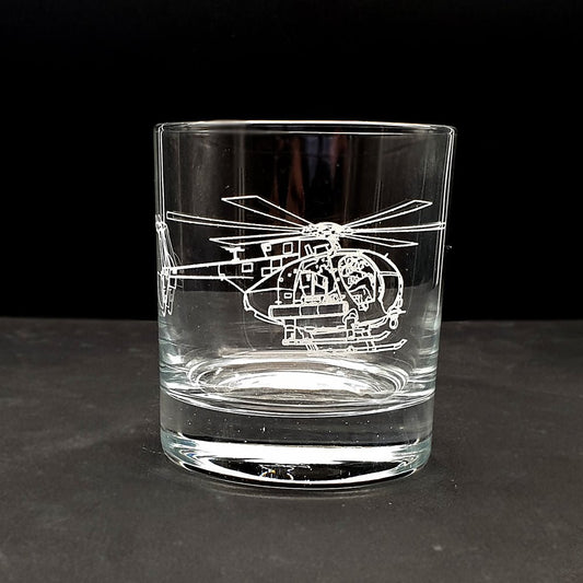 AH6 Little Bird Helicopter Tumbler Glass | Giftware Engraved