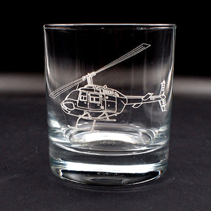 Bell Jet Ranger Helicopter Glass Tumbler | Giftware Engraved