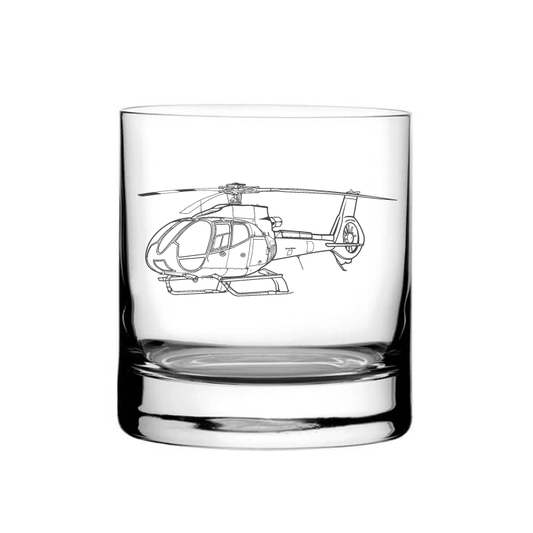 Illustration of EC130 Eurocopter Helicopter Tumbler Glass | Giftware Engraved