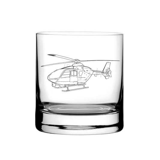 Illustration of EC 135 Eurocopter Helicopter Tumbler Glass | Giftware Engraved