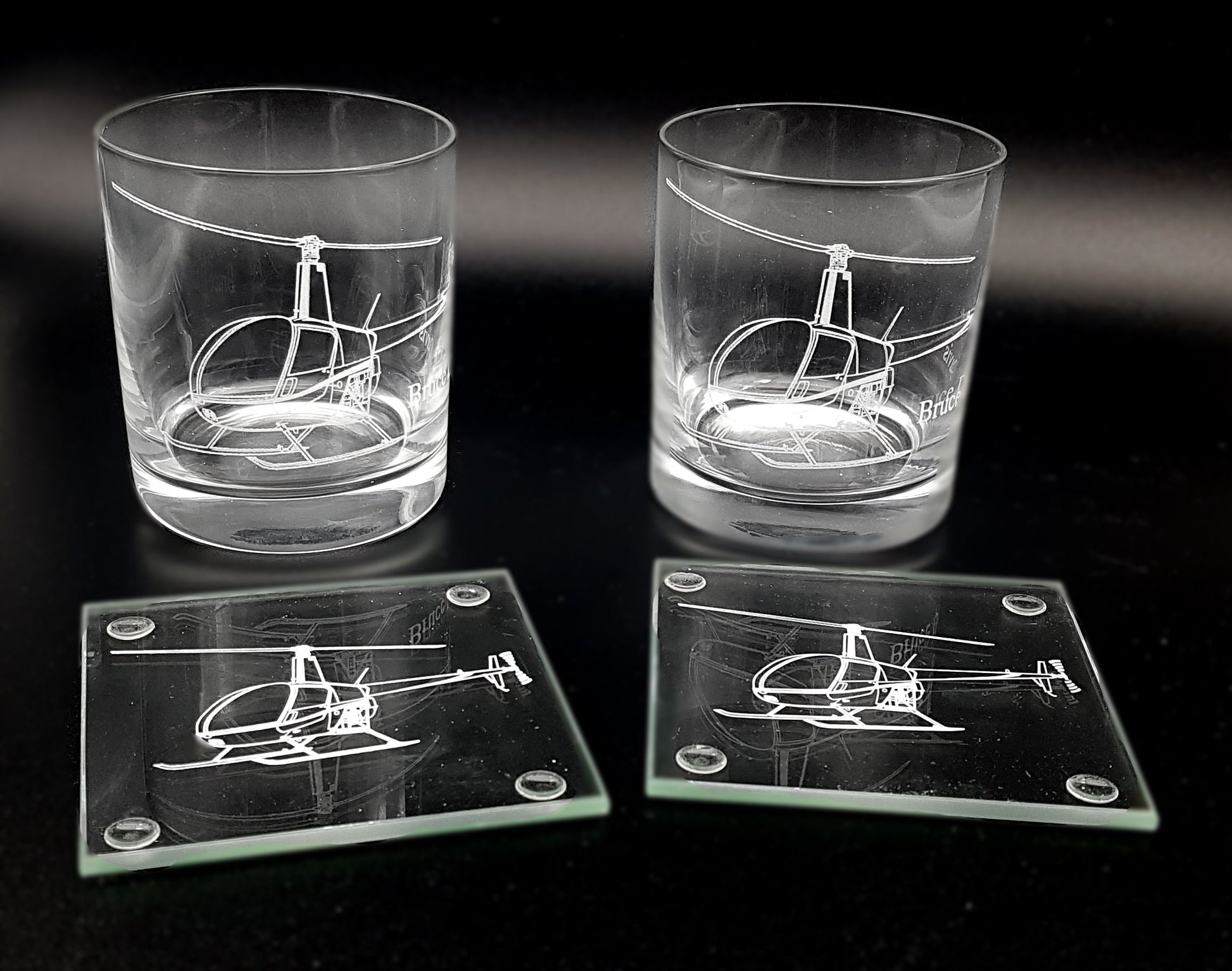Robinson R22 Helicopter Tumbler Glass | Giftware Engraved