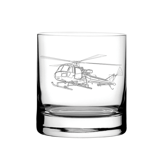 Illustration of Westland Scout Helicopter Tumbler Glass | Giftware Engraved