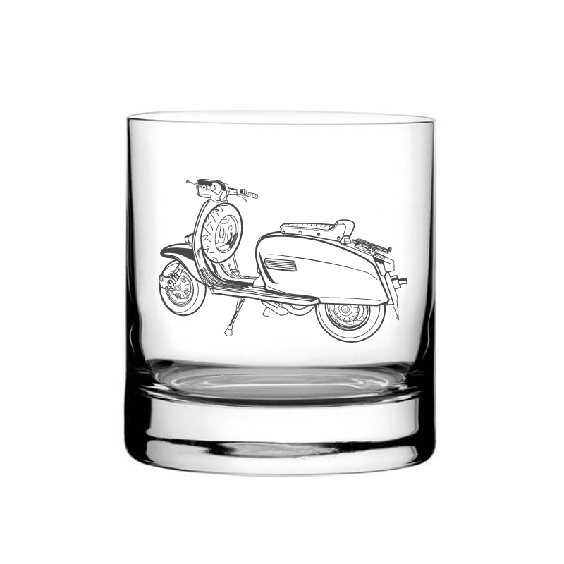 Illustration of Lambretta Scooter Tumbler Glass | Giftware Engraved