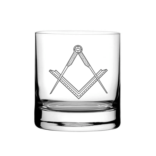 Illustration of Masonic Compass & Set Square Tumbler Glass | Giftware Engraved