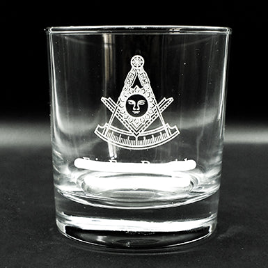 Masonic Grandmaster Symbol Engraved on Glass Tumbler | Giftware Engraved