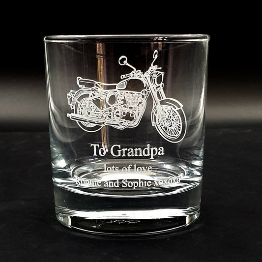 Classic 500 motorcycle artwork on Tumbler with personalised Message underneath | Giftware Engraved