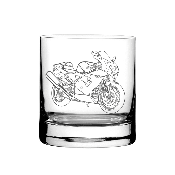 Illustration of Aprilia RSV Mille R Motorcycle Tumbler Glass | Giftware Engraved