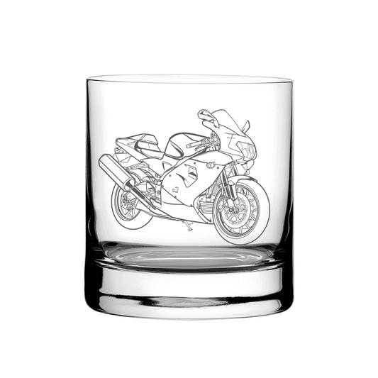 Illustration of Aprilia RSV Mille R Motorcycle Tumbler Glass | Giftware Engraved