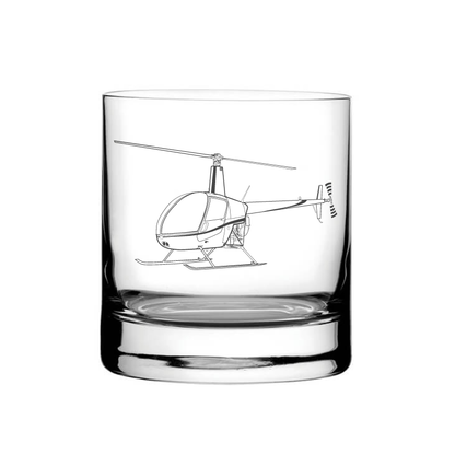 Illustration of Robinson R22 Helicopter Tumbler Glass | Giftware Engraved