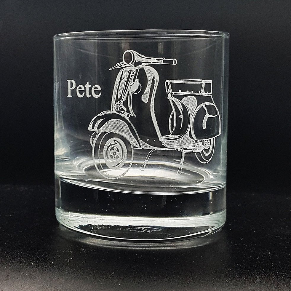 Vespa Scooter Tumbler Glass | Giftware Engraved