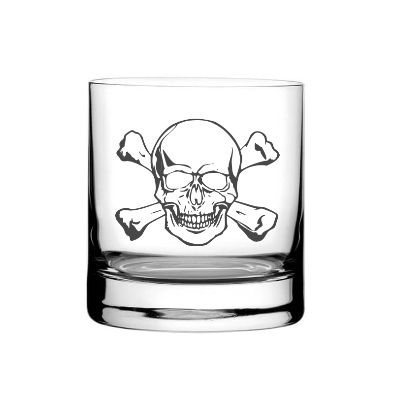 Illustration of Skull & Crossbones Tumbler Glass | Giftware Engraved