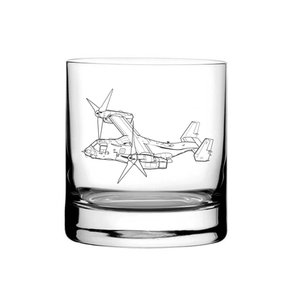 Illustration of V22 Osprey Aircraft Tumbler Glass | Giftware Engraved