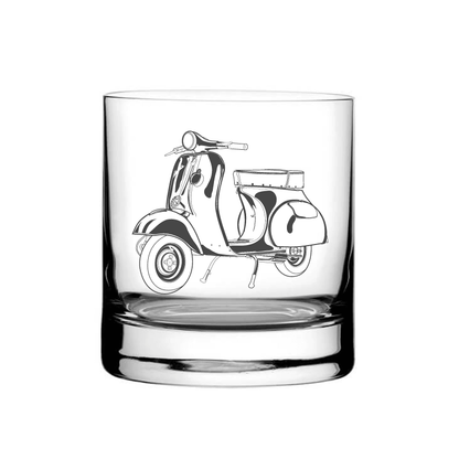 Illustration of Vespa Scooter Tumbler Glass | Giftware Engraved