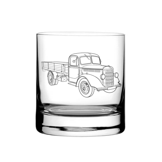 Illustration of Vintage Bedford Truck Tumbler Glass | Giftware Engraved