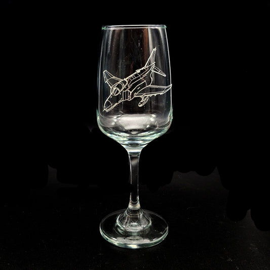 F4 Phantom Aircraft Engraved on Everyday Wine Glass | Giftware Engraved