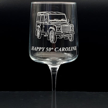 Land Rover Retro Wine Glass | Giftware Engraved