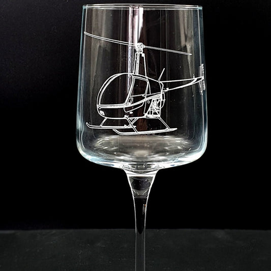 Robinson R22 Helicopter Wine Glass Selection | Giftware Engraved